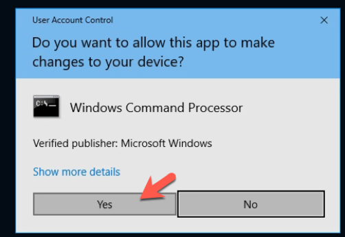 UAC Prompt Select "Yes"