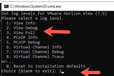 VMware Support.bat Log Levels